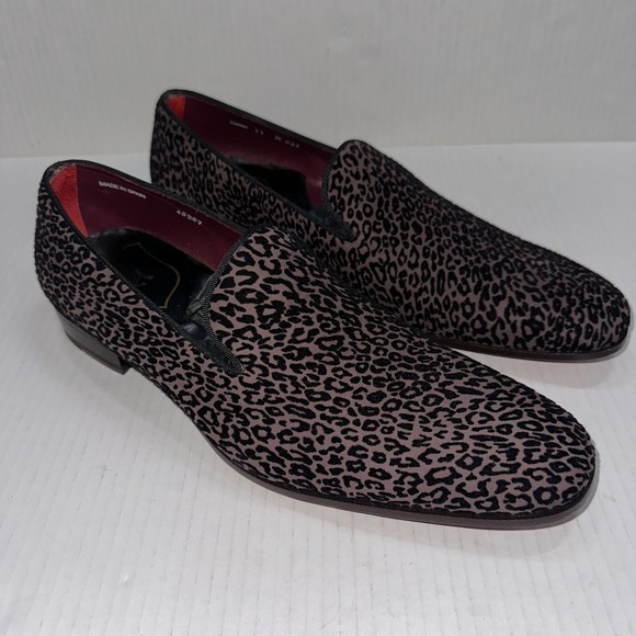 Mezlan Custom Carini Shoes Mens Size 11 Brown Leopard Suede Slip On Oxfords